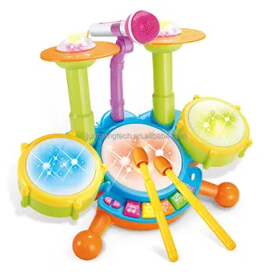 Junmeng nuovo strumento bambino bambino multifunzionale batteria e microfono Se leggero elettr Jazz Drum Set giocattolo