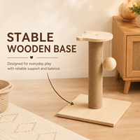 Meilleure Vente : Griffoir pour Chat en Bois Massif, Plateau Tournant, Poteau à Griffer, Structure d'Escalade pour Chat avec Balle Suspendue et Cordes en Sisal