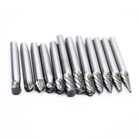 KINGTOOLS Fraise rotative en carbure de tungstène à double coupe 6 mm F1225M06X-45, forme d'arbre, à rayons, pour meulage de métal, queue de 1/4 po