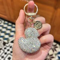 Porte-clés Canard en Caoutchouc Mignon Rose Jaune, Canard Joyeux avec Strass et Cristaux, Cadeau pour Femme