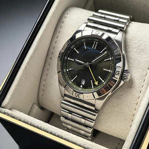 นาฬิกาโครโนกราฟแบบกลไกสไตล์ BLS, ขนาด 40 มม., แสดงเวลาสองระบบ 4 เข็ม GMT, สายแบบ <span class=keywords><strong>Bullet</strong></span> Bracelet, หน้าปัดเรืองแสง, กล่องของขวัญแท้ - Product Image 4