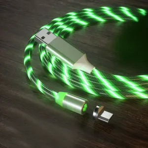 LED توهج يتدفق 3 في 1 usb كابل شحن شعار مضيئة لنظام أندرويد