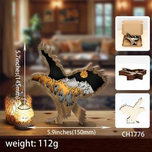 Đồ trang trí động vật hoang dã nhiều lớp bằng gỗ khắc laser 3D, gấu, hươu, sói, cú, sản xuất trực tiếp từ nhà máy - Product Image 3