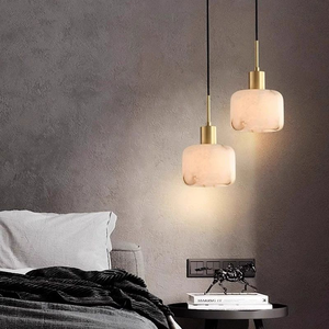 <span class=keywords><strong>Suspension</strong></span> nordique minimaliste en cuivre et albâtre pour salle à manger, chambre principale, restaurant, <span class=keywords><strong>lampe</strong></span> suspendue en marbre et laiton - Product Image 2