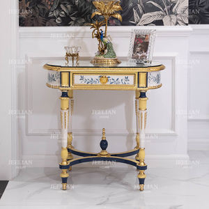 Estilo francés de madera maciza tallada a mano elegante serie Villa importada sala de estar sofá mesa de esquina muebles para el hogar pintados con lámina de oro - Product Image 2