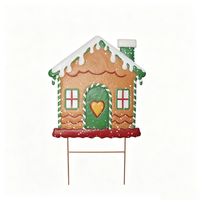 Décoration de jardin en fer forgé « Biscuit de Noël » avec chapeau de Père Noël, antirouille, pour porte d'entrée de ferme ou patio