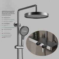 Ensemble de douche thermostatique moderne en laiton, mural, finition chromée, mitigeur double poignée, douche pluie, pour appartement et hôtel