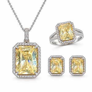 Ensemble de bijoux géométriques pour femmes, boucles d'oreilles, bague et collier - Product Image 1