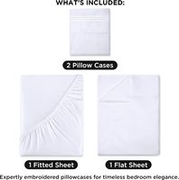 Ensemble de draps pour lit double 3 pièces, 1 drap-housse et 1 drap plat, 1 taie d'oreiller - Sans plis et résistant à la décoloration - Ensemble de draps de luxe pour hôtel