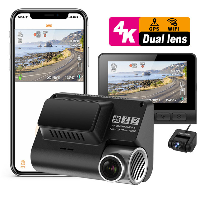 V55 Dash Camera 4k+1080 Car Camera Car Dvr with Wifi 4K Dashcam 2 Channel Dual Lents Dash Cam Front and Rear 4k Dash Cam