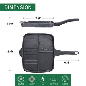 Non-stick Die Cast Aluminum Home Cooking 3 Section Compartment <strong>Grill</strong> Frying <strong>Pan</strong> - Product Image 4