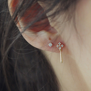 CANNER Boucles d'oreilles clous en argent sterling 925, motif flocon de neige simple, pour femme, avec cristaux pavés et pampilles goutte d'eau, bijoux en or 18 carats - Product Image 5