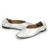 Femmes sans lacet classique en cuir PU ballerine pantoufles chaussures habillées décontractées pliable Portable voyage Ballet plat chaussures de marche