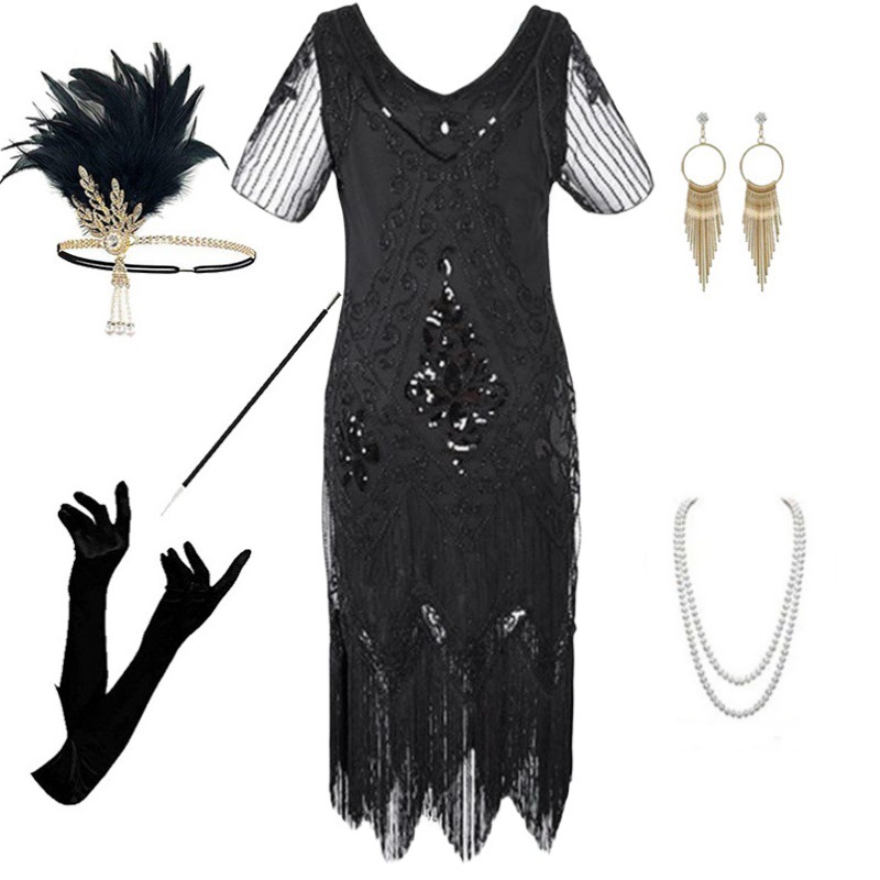 Black skirt with five accessories
