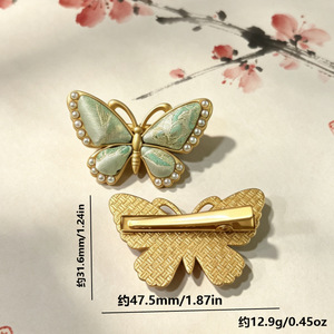 Nuevo pasador de pelo minimalista de brocado estilo Song chino con borde de perlas hecho a mano, venta al por mayor de accesorios de ropa Hanfu de estilo antiguo. - Product Image 4