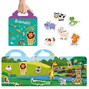 Bambini educativi del tema della foresta prescolare che imparano il libro di <span class=keywords><strong>adesivi</strong></span> in silicone riutilizzabile con animali - Product Image 1