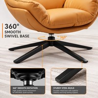 Fauteuil pivotant de luxe italien moderne en similicuir avec rembourrage en duvet pour salon et balcon