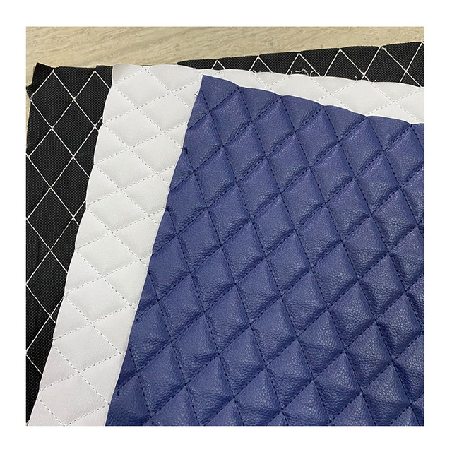 Hot Sales Synthetic Faux PVC Sponge Car Leather Embreidery Quilted Stitching Sewing Fabric Rexine Leather for Car Seat Cover
