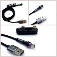 Cable USB magnético personalizado 3 en 1, Cable USB trenzado de nailon giratorio 360 para iPhone, Micro Cable tipo C