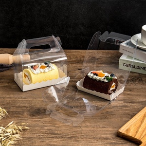OEM 3in altezza elegante lungo coperchio trasparente scatole di imballaggio scatola di <span class=keywords><strong>pasticceria</strong></span> per torta in rotolo svizzero trasparente con manico - Product Image 2