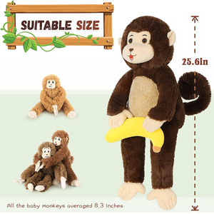 Tùy Chỉnh Lớn Khỉ Thú Nhồi Bông Đặt Mẹ Bé Mang Thai Mẹ Đồ Chơi Sang Trọng 3 Trẻ Em Nhỏ Di Động Khóc Khỉ Đồ Chơi Sang Trọng Với Chuối - Product Image 4