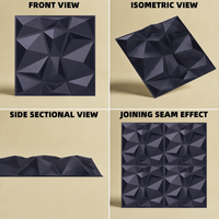 Panneaux muraux 3D en PVC noir personnalisés, imperméables, texturés en diamant, faciles à installer pour la maison, l'hôtel, le bureau