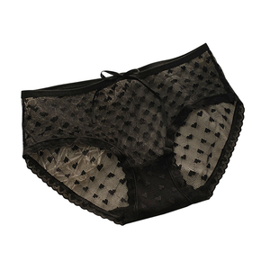 Culottes en dentelle transparente jacquard pour femmes, sous-vêtements en coton sexy et respirants, culottes pour toutes les saisons - Product Image 1