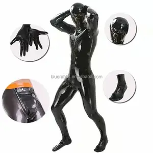 Sexy Shiny Zentai Men Latex Catsuits Wholesale Nightclub Wear Sexy Costumes Back Zipper Glossy Full Bodysuits Jumpsuits for Men