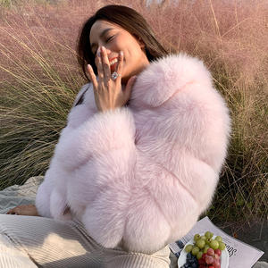 Nuovi arrivi cinque sezioni fantasia Cherry Blossom rosa <span class=keywords><strong>pelliccia</strong></span> <span class=keywords><strong>di</strong></span> volpe <span class=keywords><strong>cappotto</strong></span> Crop giacca donna inverno <span class=keywords><strong>pelliccia</strong></span> <span class=keywords><strong>di</strong></span> volpe Outwear <span class=keywords><strong>con</strong></span> colletto <span class=keywords><strong>con</strong></span> risvolto - Product Image 4