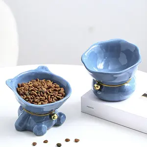 Керамическая чаша большого диаметра для кошек для защиты шейки матки керамическая чаша для предотвращения опрокидывания, оптовая продажа
