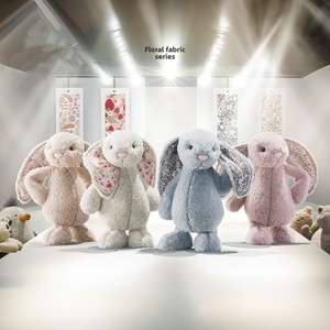 Peluche de conejo Jellycat con orejas caídas y diseño floral, de algodón PP, regalo para bebés, compañero de sueño para niños, muñeco reconfortante - Product Image 1