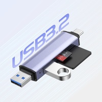 Lecteur de cartes et clé USB, gris sidéral, 3-en-1, modèle à double port A+C à branchement direct, double lecteur de cartes