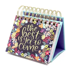Mesa de papel estampada floral, logotipo personalizado, espiral pequena, cubo de papel diário 365, calendário inspirativo perpetual
