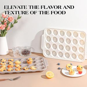 MUYULINS Factory Beige 24-Cup LFGB Non-Stick BPA Free Metal Reinforced Frame <b>Silicone</b> Mini Cake Pan Muffin <b>Tray</b> <b>Baking</b> Mold - Product Image 1