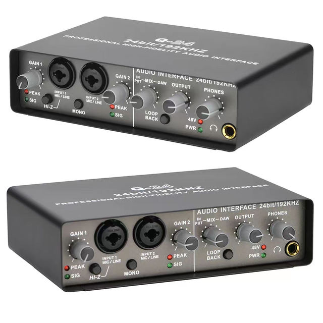 GAX-Q24 Professional 2x2 Audio Interface Sound Card High Fidelity Streaming Guitarist Producer Noiseless Audio for Life