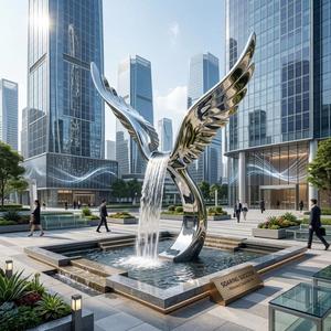 Stainless Steel Polished Modern Art Fashion Fountain <b>Garden</b> Sculpture Wings Water Sculpture for <b>Outdoor</b> Decoration - Product Image 5