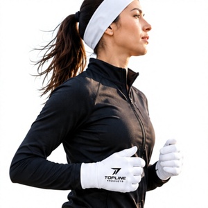 Gants de sport athlétiques unisexes blancs respirants Topline Products avec paume perforée pour la course à pied et la randonnée, gants OEM à marque privée - Product Image 3