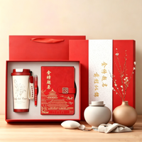 Ensemble cadeau d'affaires moderne et minimaliste en acier inoxydable personnalisable National Tide, comprenant une tasse à café et un coffret cadeau scolaire trois pièces
