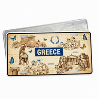 Plaque d'immatriculation souvenir de la ville de Grèce personnalisée, conception gratuite, plaque en aluminium personnalisée pour les voyages internationaux, boutique de cadeaux