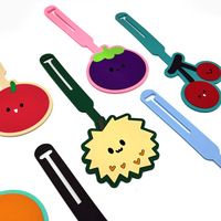Étiquette de bagage en PVC imprimée UV motif fruits mignons, pour valise de voyage, sac d'école, sac de bord, anti-perte, à suspendre, en stock, promotion, cadeau