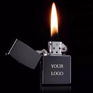 Ensemble de cigarettes en acier inoxydable avec gravure au laser, impression de logo personnalisé, briquet à huile coupe-vent noir - Product Image 6