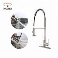 Robinet mélangeur de cuisine monocommande monotrou en acier inoxydable nickel brossé PVD avec douchette extractible à ressort