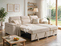 Canapé-lit d'angle moderne avec rangement, porte-gobelets et appuie-tête réglable pour la maison
