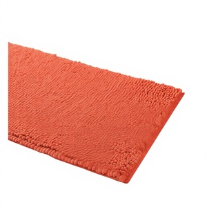 Alfombra de Baño Floral Roja Antideslizante y Ecológica, Ultra Suave, de Chenilla de Algodón, Hecha a Máquina, Absorbente y Lavable, para Uso en el Hogar y Hoteles - Product Image 1