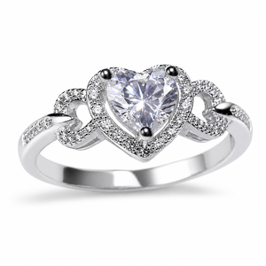 Anello Traforato a Forma di Cuore d'Angelo per Donne, Gioiello Elegante e Scintillante da Indossare sul Dito - Product Image 1