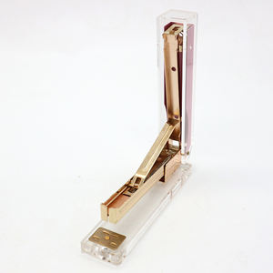 <span class=keywords><strong>Grapadora</strong></span> de escritorio de acrílico transparente, juego de alcantarillado para libros, accesorios de oficina, grapas, encuadernación de libros de plexiglás de Color rosa, hecho de Metal y plástico - Product Image 3