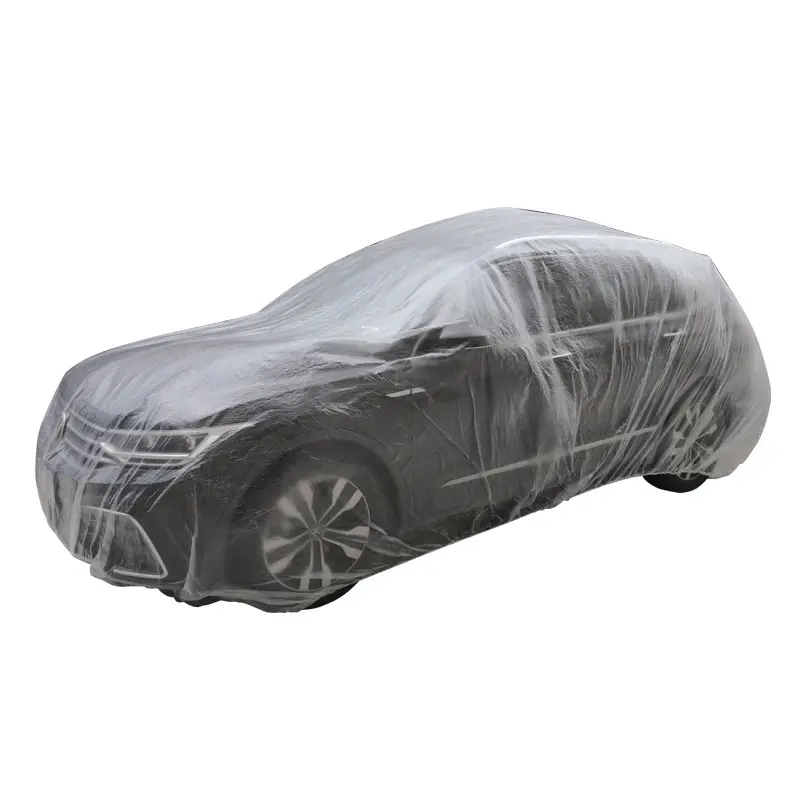 Venta al por mayor al aire libre universal desechable PE parasol impermeable a prueba de polvo cubierta transparente ropa de coche