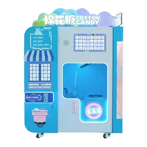 Esportazione commerciale europa caramella di cotone distributore automatico per parco di divertimenti shopping mall macchina di cotone caramella robot