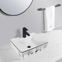 TARPUL Vente Chaude Lavabo Rectangulaire en Céramique à Poser, Design Ferme Moderne Personnalisé, Durable pour Hôtels et Hôpitaux