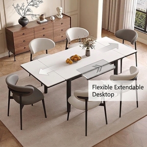 Table <span class=keywords><strong>à</strong></span> <span class=keywords><strong>manger</strong></span> moderne et écologique en pierre frittée extensible, <span class=keywords><strong>4</strong></span>-6 places, avec structure métallique télescopique, gain <span class=keywords><strong>de</strong></span> place pour appartement et hôtel - Product Image 5